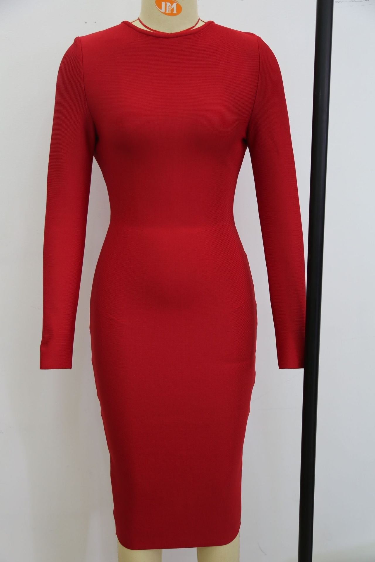Winnal Long Sleeve Back Zipper Slit Bodycon Bandage Dress