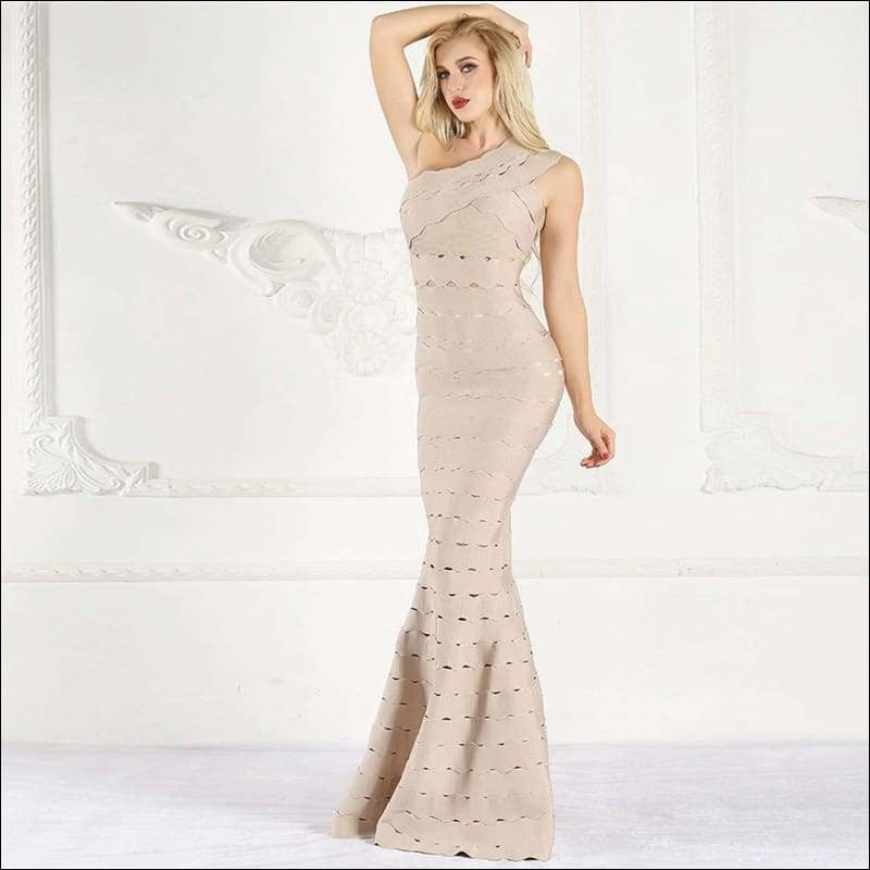 Winnal Mermaid Bandage Dress Maxi One Shoulder Elegant Celebrity Party Dresses Women Summer Fashion Sexy Long