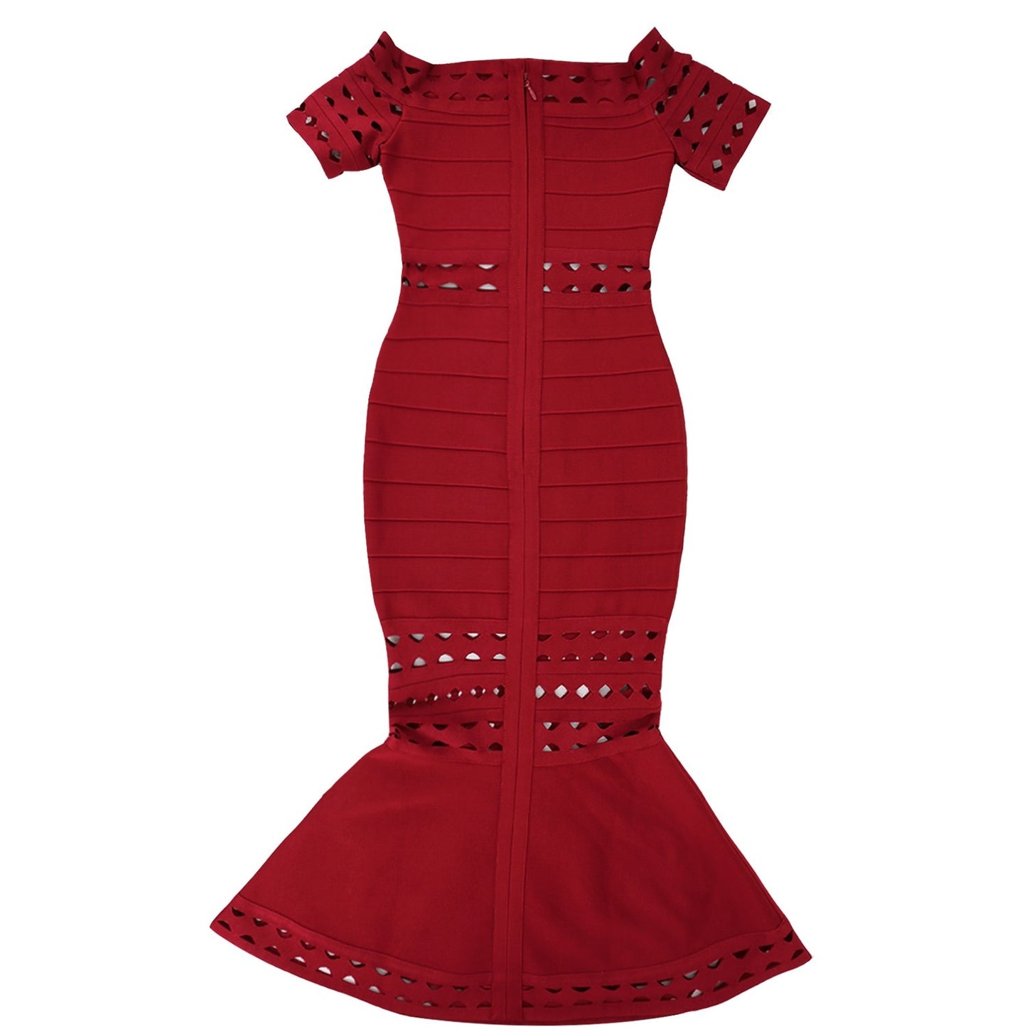 Winnal Off Shoulder Hollow Out Strap Fishtail Bandage Dress