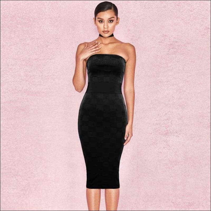 Winnal Off The Shoulder Midi Bodycon Dress With Choker Collar