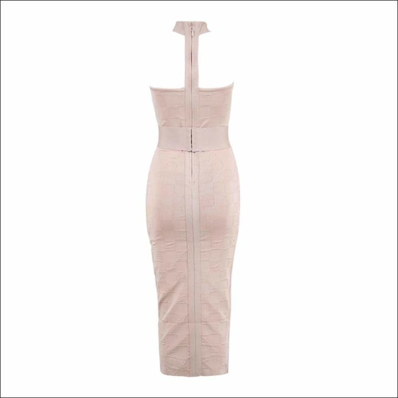 Winnal Off The Shoulder Midi Bodycon Dress With Choker Collar