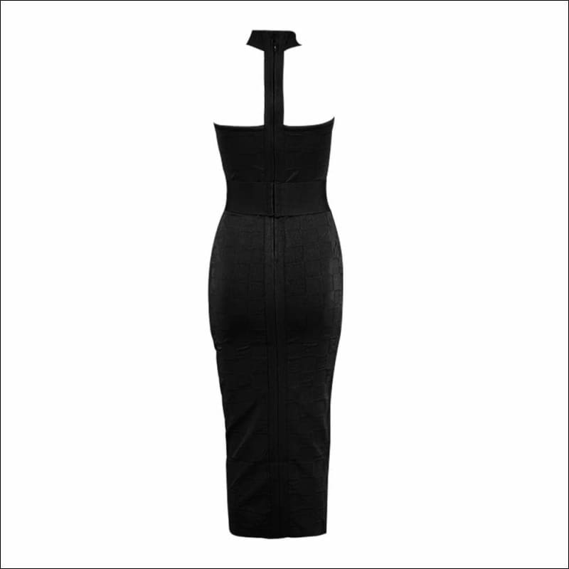 Winnal Off The Shoulder Midi Bodycon Dress With Choker Collar