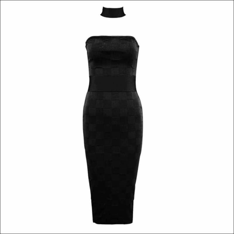 Winnal Off The Shoulder Midi Bodycon Dress With Choker Collar
