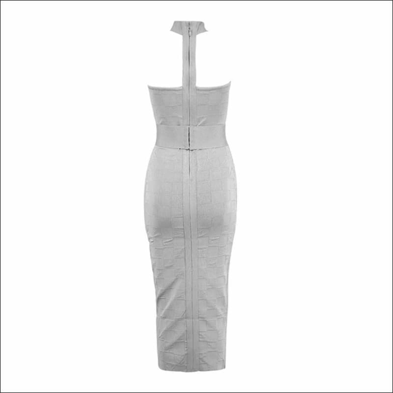 Winnal Off The Shoulder Midi Bodycon Dress With Choker Collar
