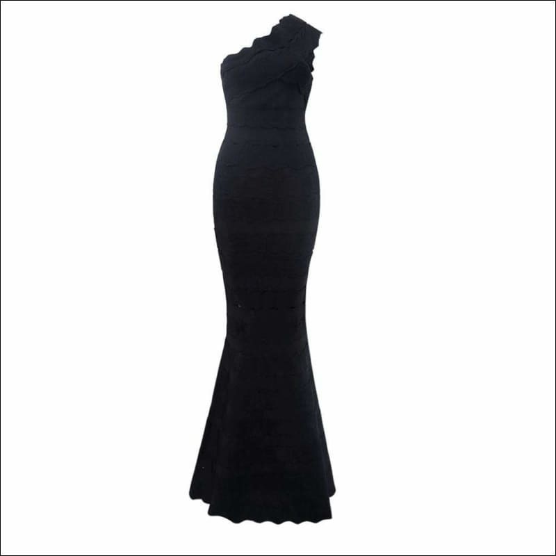Winnal One Shoulder Strapless Sleeveless Cut Out Wave Hem Mermaid Prom Dresses