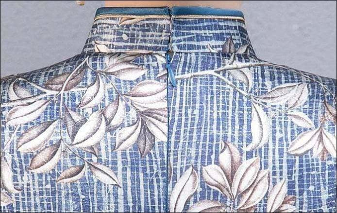 Winnal Real Silk Knee Length Cheongsam Floral Chinese Qipao Dress