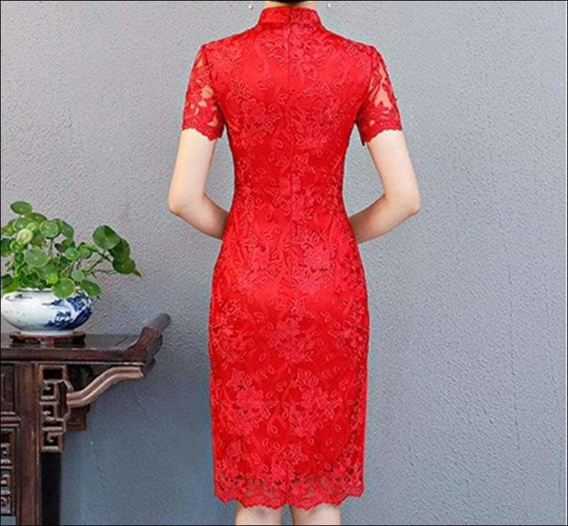 Winnal Retro Lace Mandarin Collar Cheongsam Elegant Slim Chinese Style Long Qipao Dress Oversize 3XL