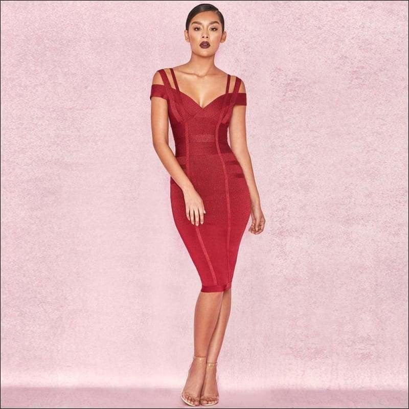 Winnal Rust Double Strap Bandage Midi Dress