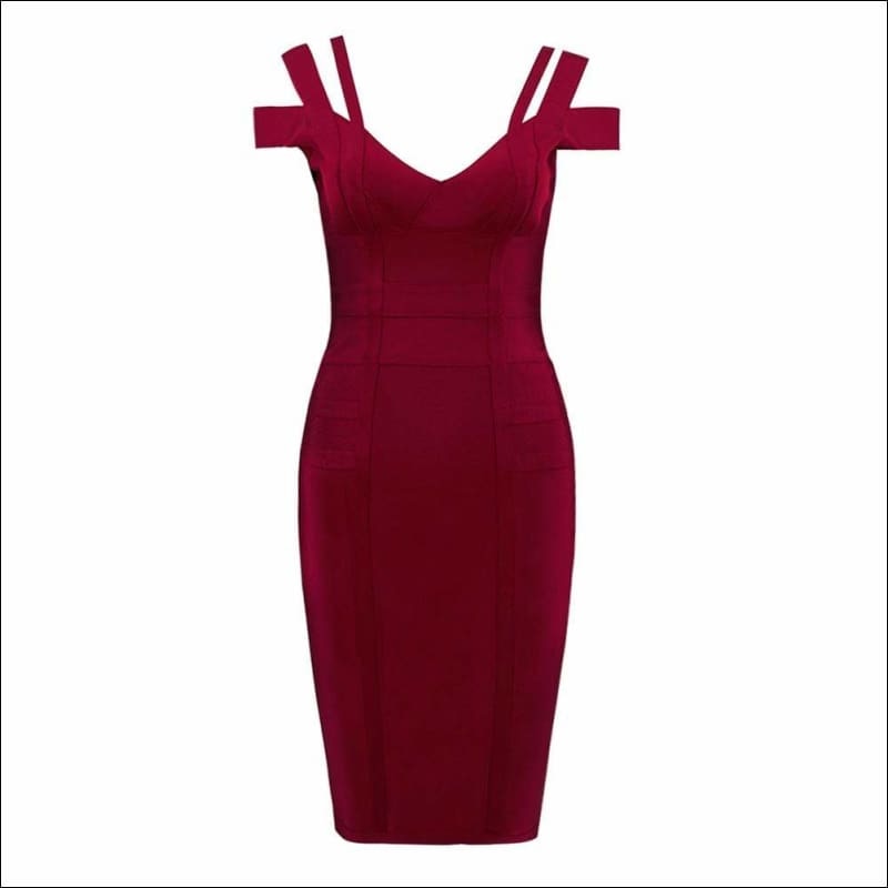 Winnal Rust Double Strap Bandage Midi Dress