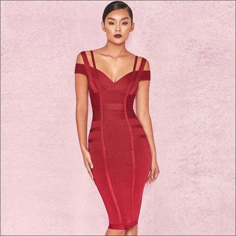 Winnal Rust Double Strap Bandage Midi Dress