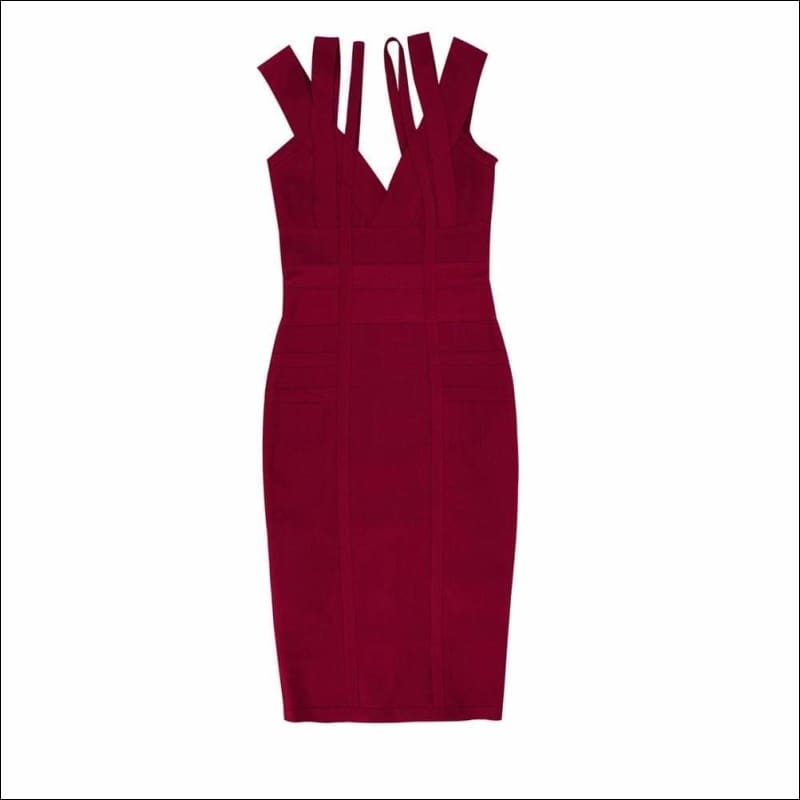 Winnal Rust Double Strap Bandage Midi Dress