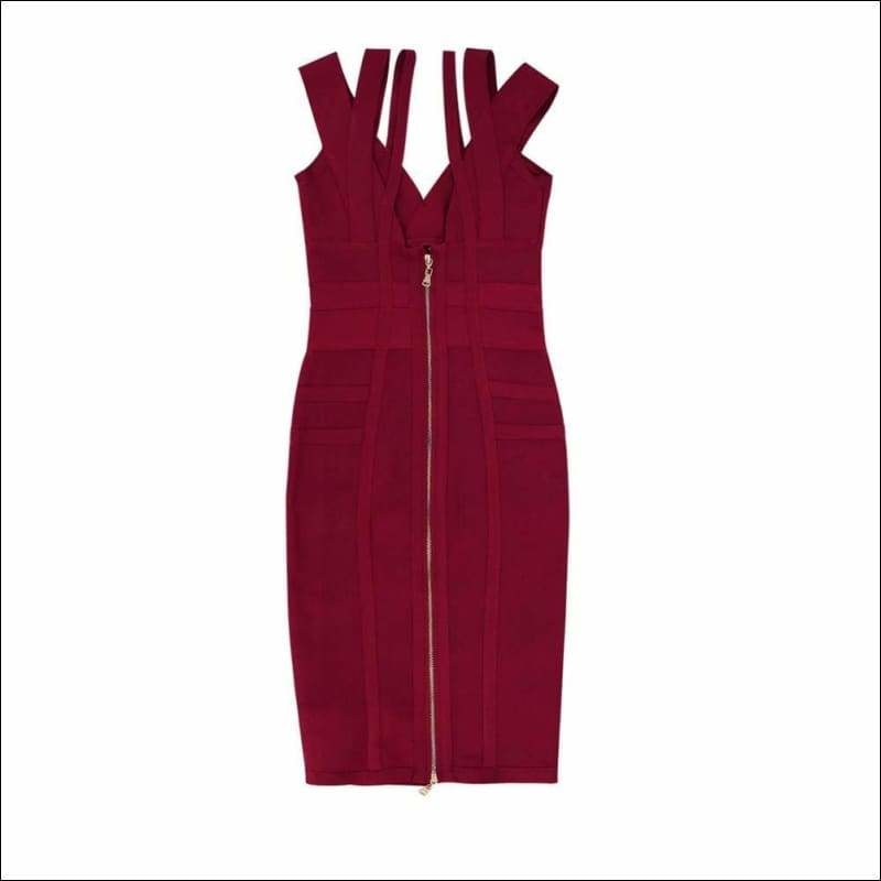 Winnal Rust Double Strap Bandage Midi Dress