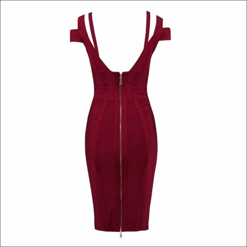Winnal Rust Double Strap Bandage Midi Dress