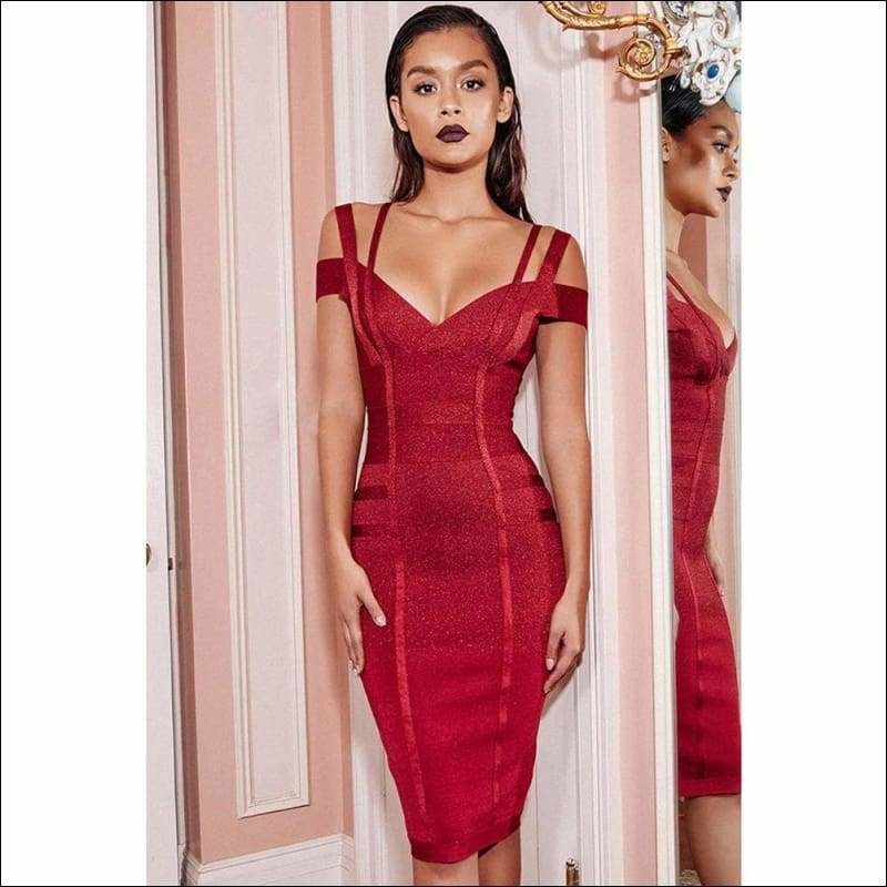 Winnal Rust Double Strap Bandage Midi Dress