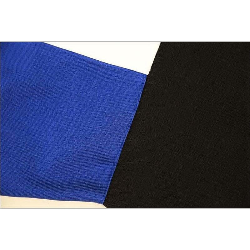 Winnal Sexy Sleeveless Round Neck Color Block Bodycon Dress For Women