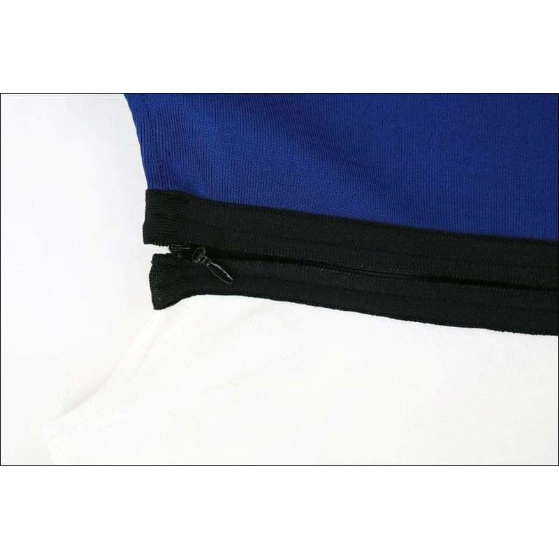 Winnal Sexy Sleeveless Round Neck Color Block Bodycon Dress For Women