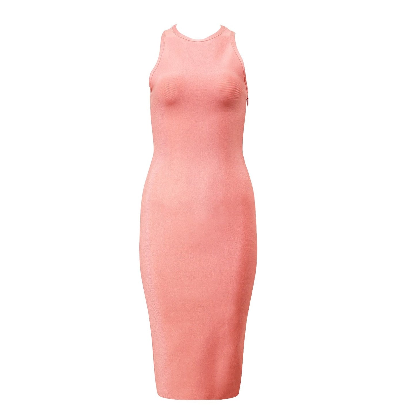 Winnal Sexy Women Pink Bandage Dress Halter Midi Bodycon Rayon