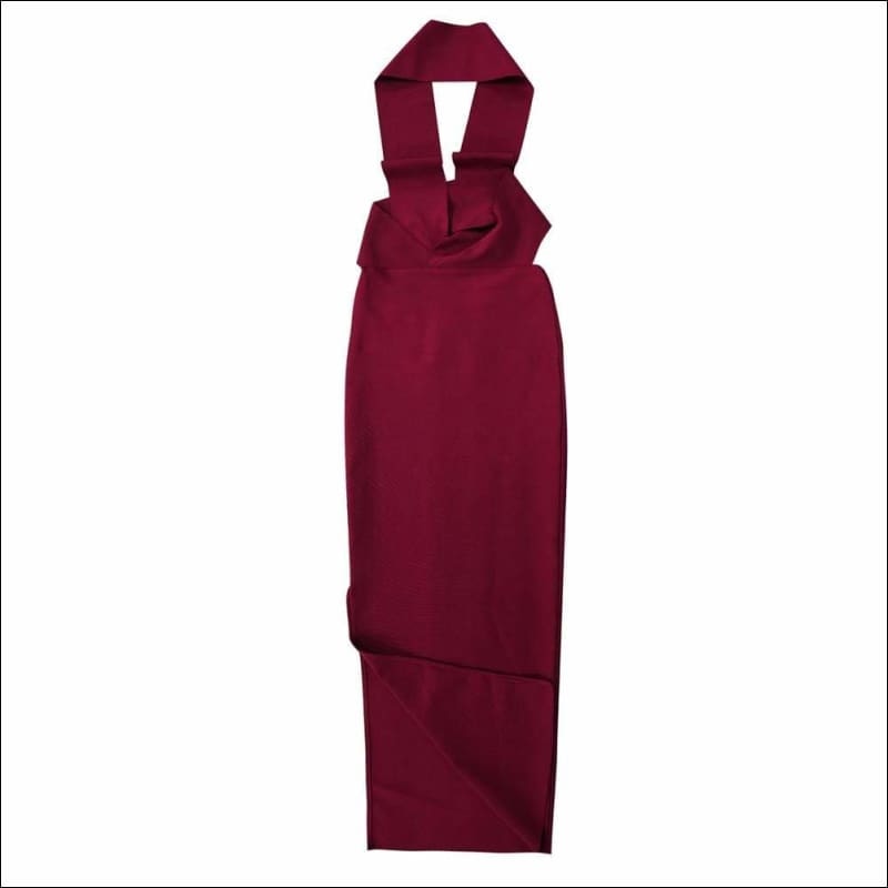 Winnal Sleevelee V-Neck Backless Long Bodycon Dress With Side Open