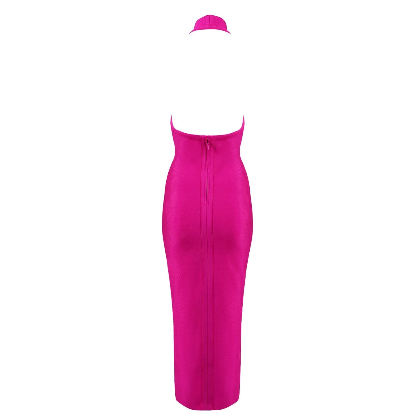 Winnal Sleeveless Halter Backless Lace Up Knee Length Deep V -Neck Celebrity Evening Party Dress