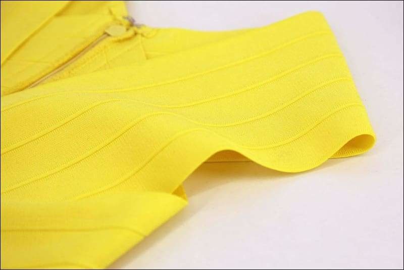 Winnal Sleeveless V-Neck Bright Yellow Long Bodycon Dress