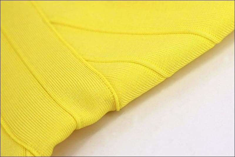 Winnal Sleeveless V-Neck Bright Yellow Long Bodycon Dress