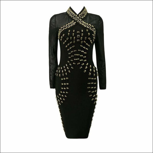 Winnal Studded Bandage Dress - Black