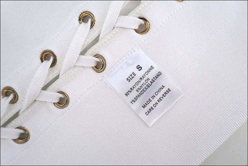 Winnal White Bodycon Dress with Deep V Neck Side Loop Sexy Party Holiday