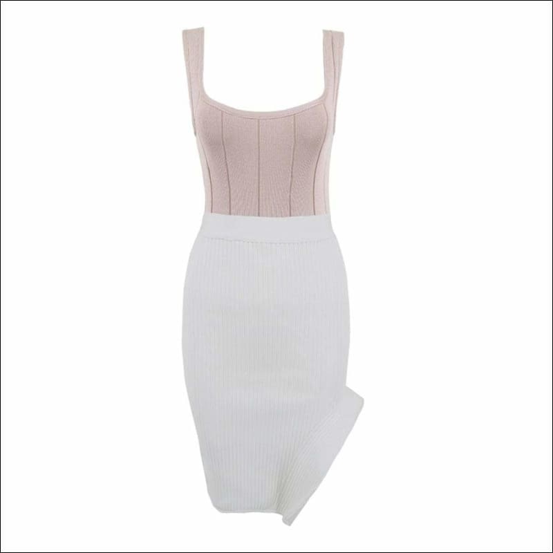 Winnal White Knee-length Bandage Pencil Skirt | bodycon skirts