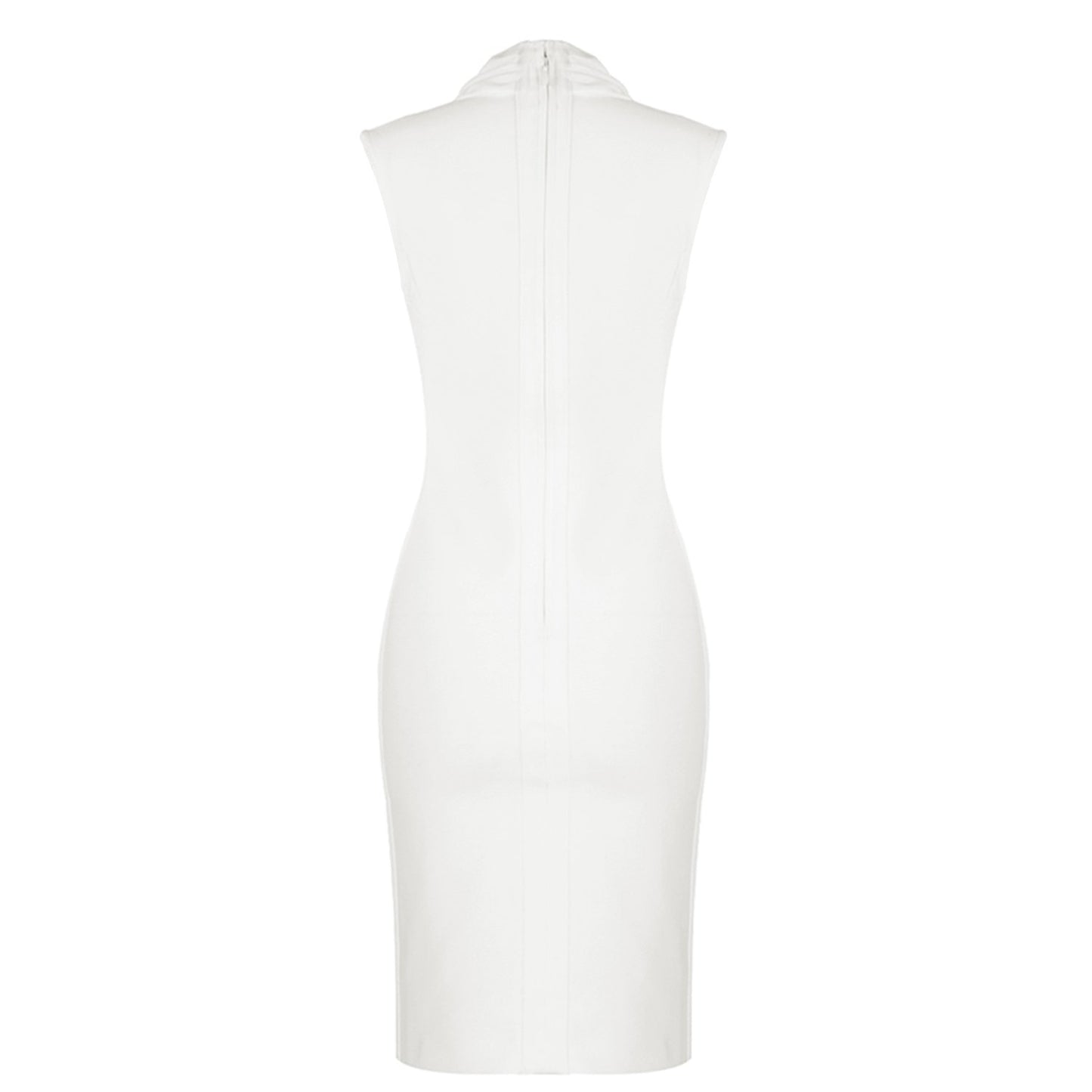 Winnal White Sleeveless V-neck Bodycon Bandage Dress With Plunging Neckline