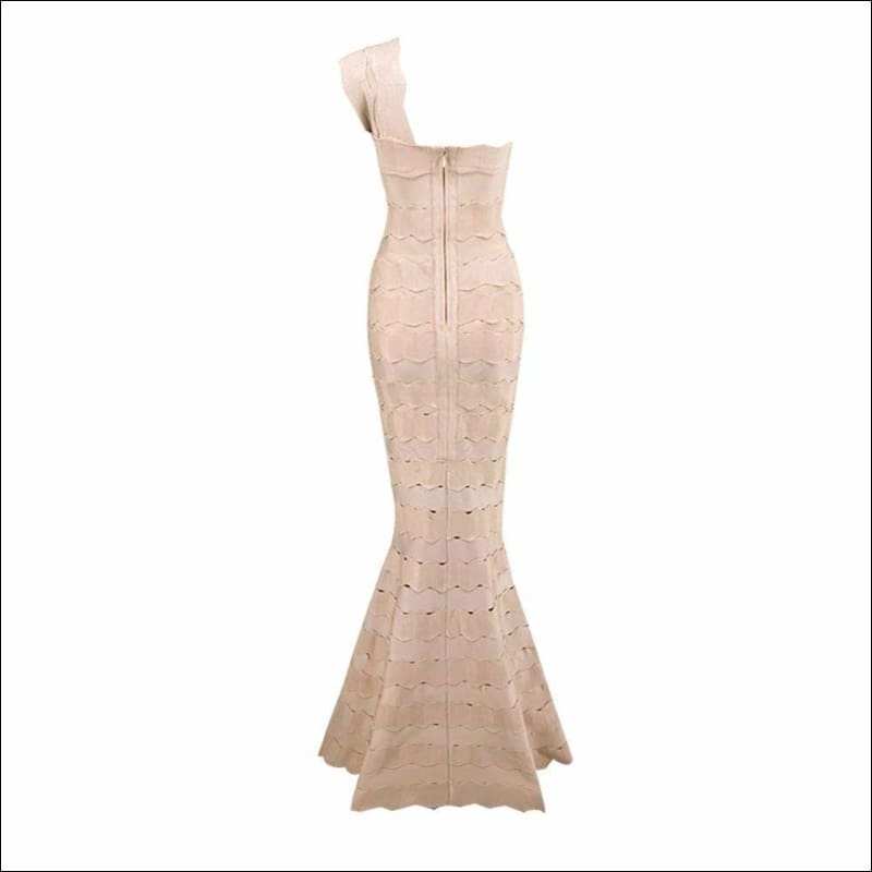 Winnal Women One Shoulder Sleeveless Ruffled Ruched Hollow Cut-Out Bandage Bodycon Dress Mermaid skirt