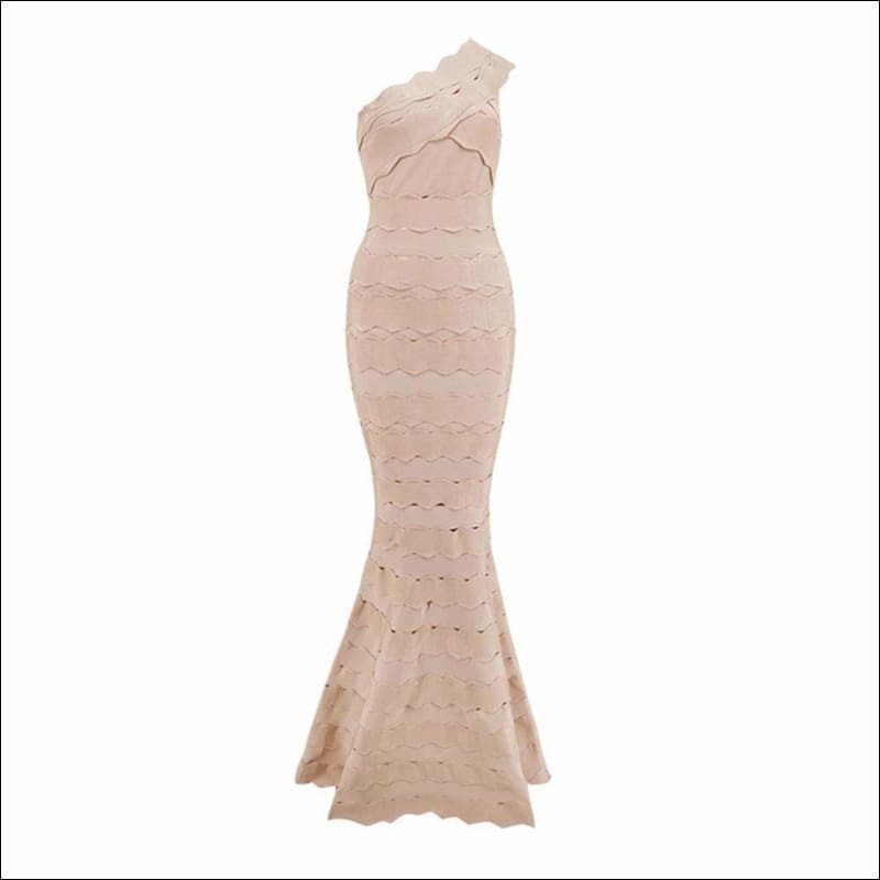Winnal Women One Shoulder Sleeveless Ruffled Ruched Hollow Cut-Out Bandage Bodycon Dress Mermaid skirt