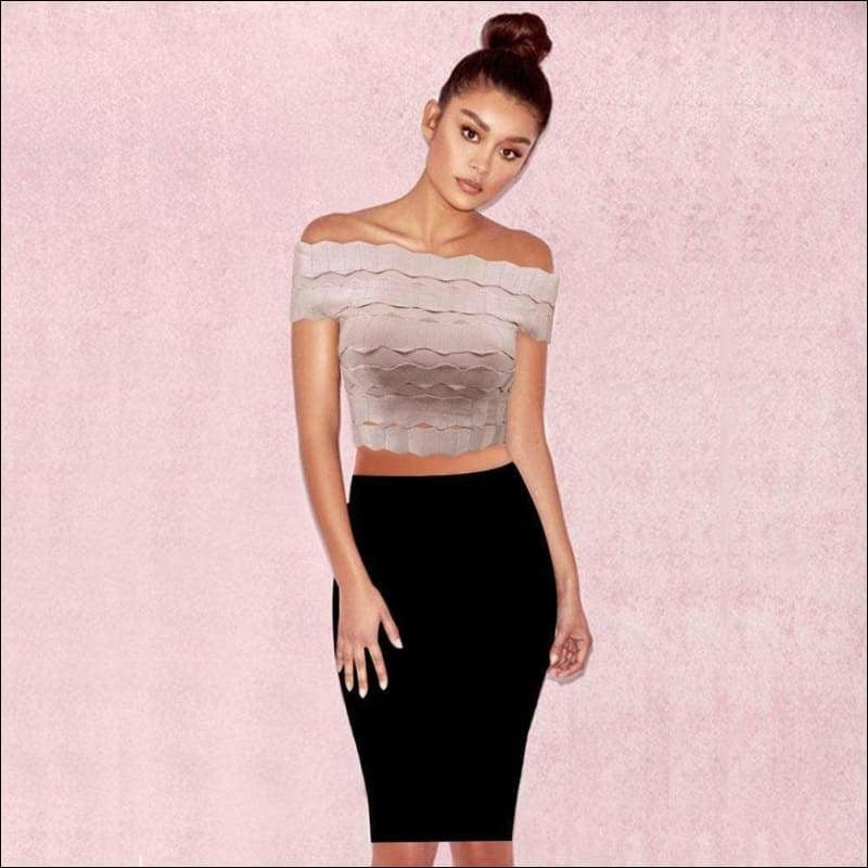 Winnal Women Pleated Off Shoulder Boat Neck Bandage Tops