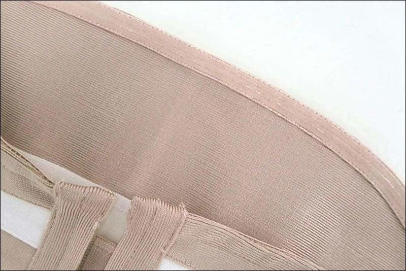 Winnal Women Sexy Straight strapless neckline Color-Block Bandage Midi Bodycon Dress