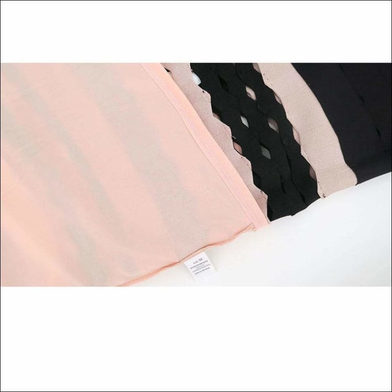 Winnal Women’s Bandage Off Shoulder Wave Howllow Cut Out Sleeveless Two Tone Bodycon Dress