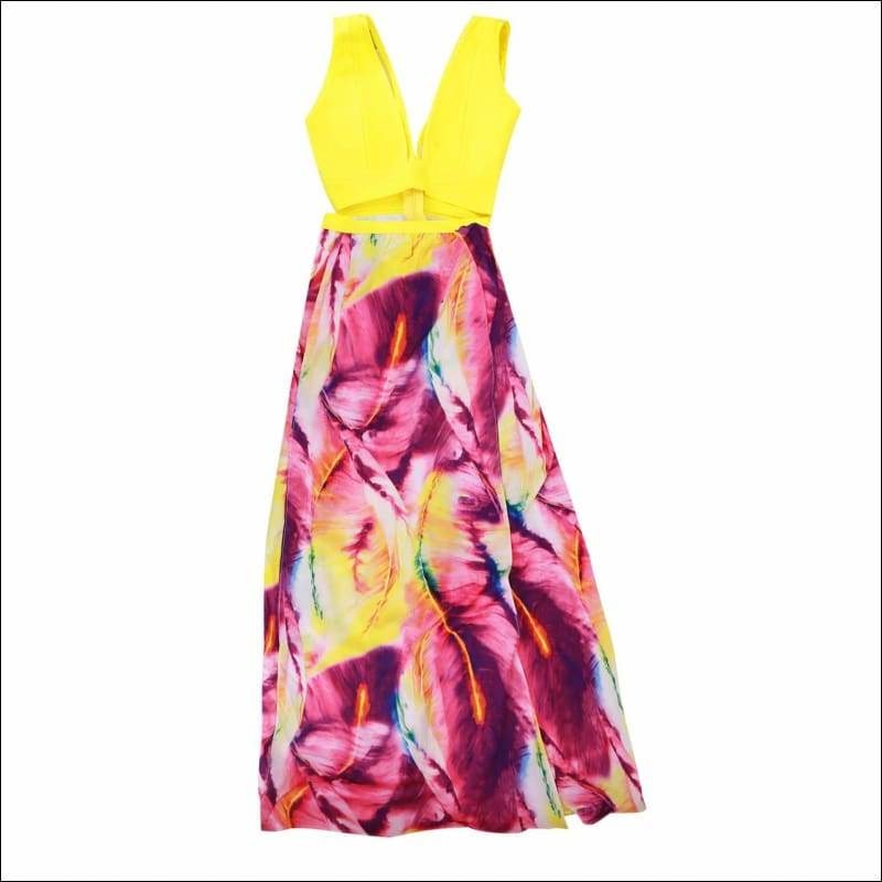 Winnal Women’s Bandgage Tops Sets Long Maxi Printed Dressess For Prom Vestidos Elastic Waist Bohemian Skirt