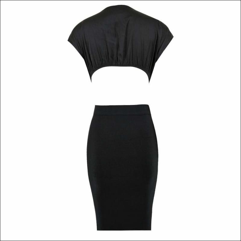 Winnal Women’s Black Midi Front Hanger Off Shoulder Bandage Dress