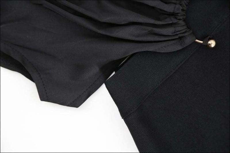 Winnal Women’s Black Midi Front Hanger Off Shoulder Bandage Dress