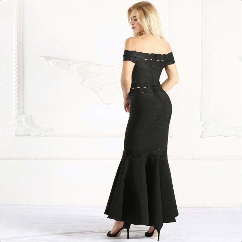 Winnal Women’s Fitted Fishtail Jacquard Long Rayon Bandage Skirt One Shoulder Braidsmaide Dress
