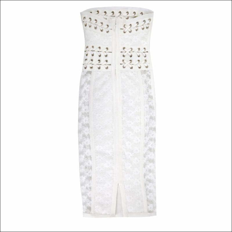 Winnal Women’s Hollow Out White Lace Off Shoulder Bodycon Bandage Dress
