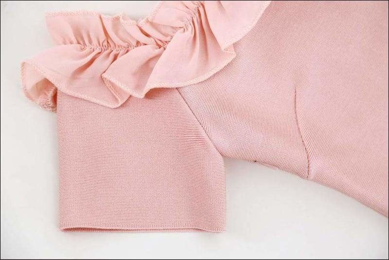 Winnal Women’s Light Pink Bardot Neck Off The Shoulder Bodycon Dress