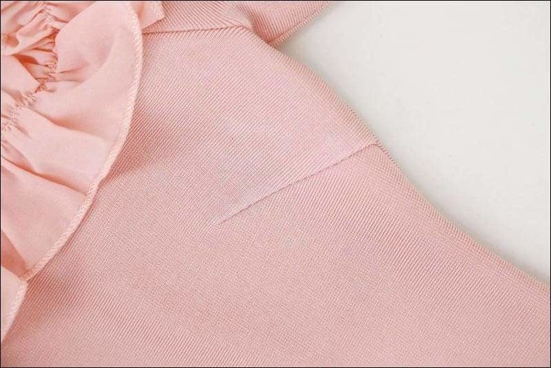Winnal Women’s Light Pink Bardot Neck Off The Shoulder Bodycon Dress