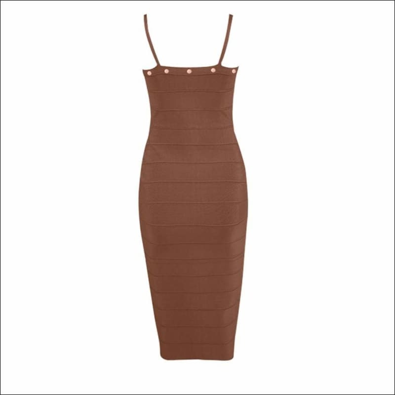 Winnal Women’s Off Shoulder High Waist Sleeveless Studded Front-Zip Bandage Sling Dress