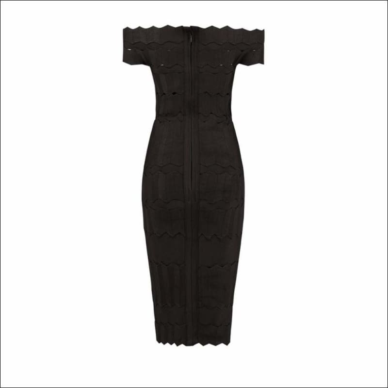 Winnal Women’s Off Shoulder Sleeveless Wave Ruched Detail Cut Out Bandage Bodycon Dress