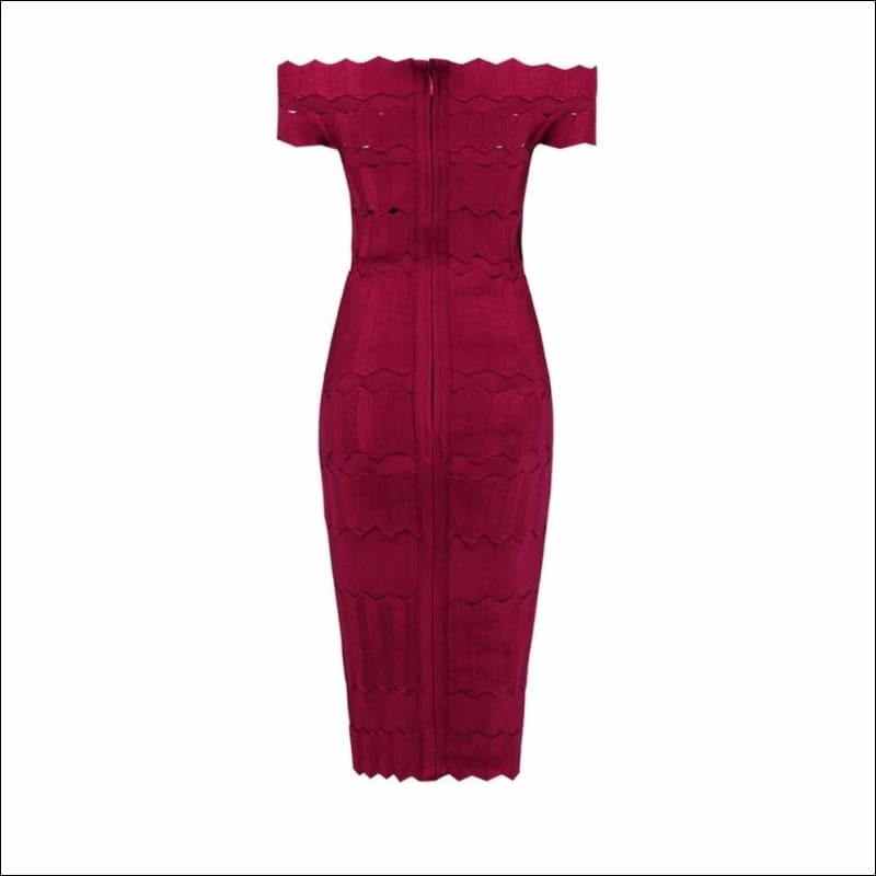 Winnal Women’s Off Shoulder Sleeveless Wave Ruched Detail Cut Out Bandage Bodycon Dress