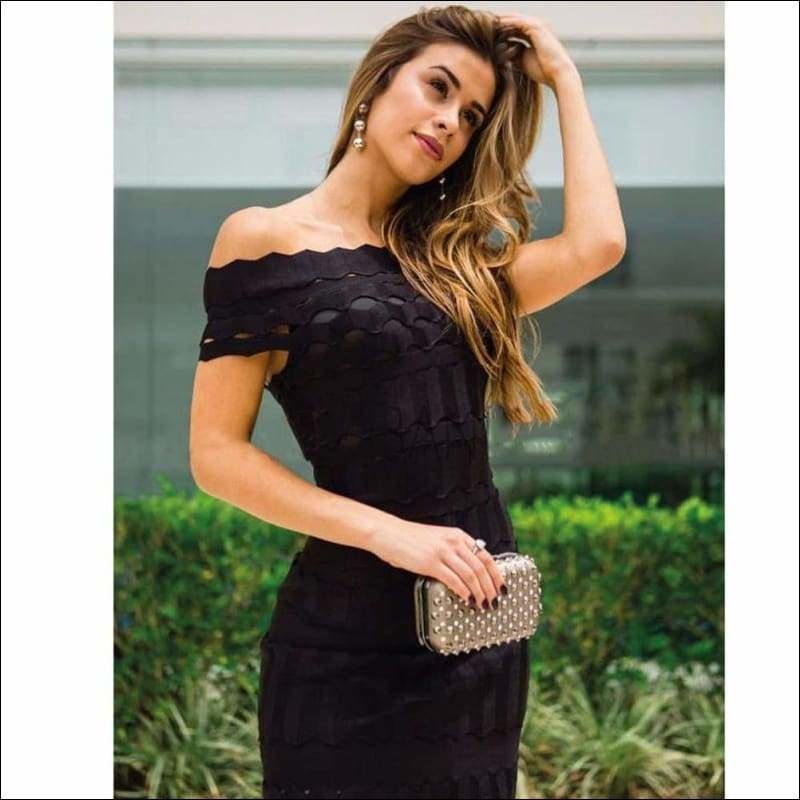 Winnal Women’s Off Shoulder Sleeveless Wave Ruched Detail Cut Out Bandage Bodycon Dress