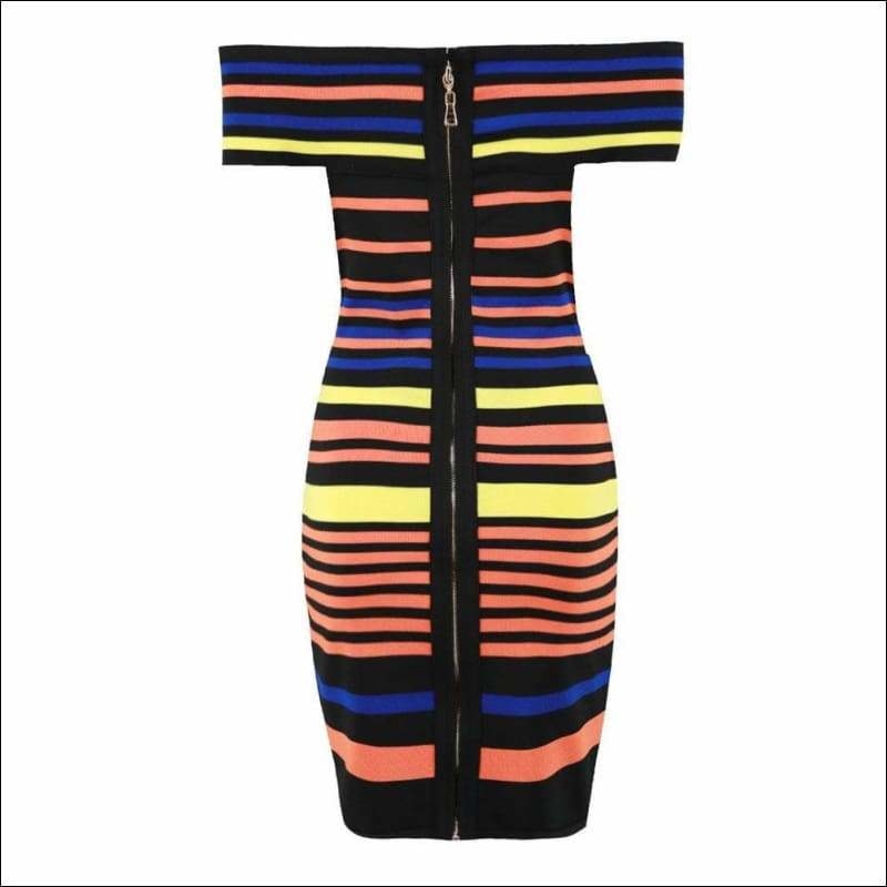 Winnal Women’s Off The Shoulder Strapless Rainbow Bandage Dress Sexy Short Party