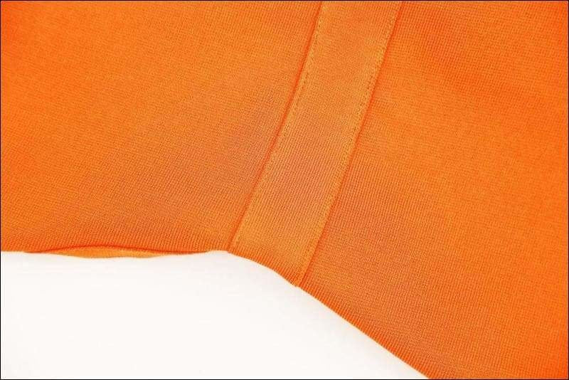 Winnal Women’s Orange Ruched Strappy Plunging Bodycon Midi Dress