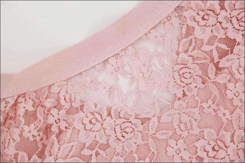 Winnal Women’s Pink Graceful Sexy Two-Piece Lace Skirt Set