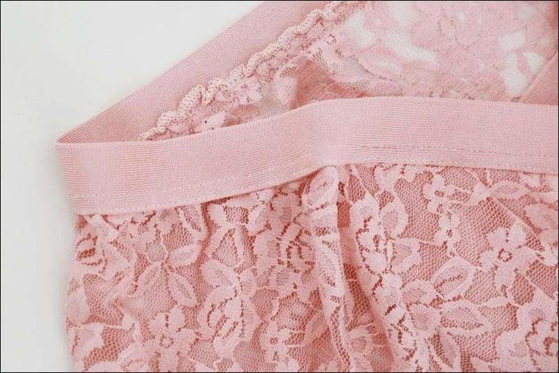 Winnal Women’s Pink Graceful Sexy Two-Piece Lace Skirt Set