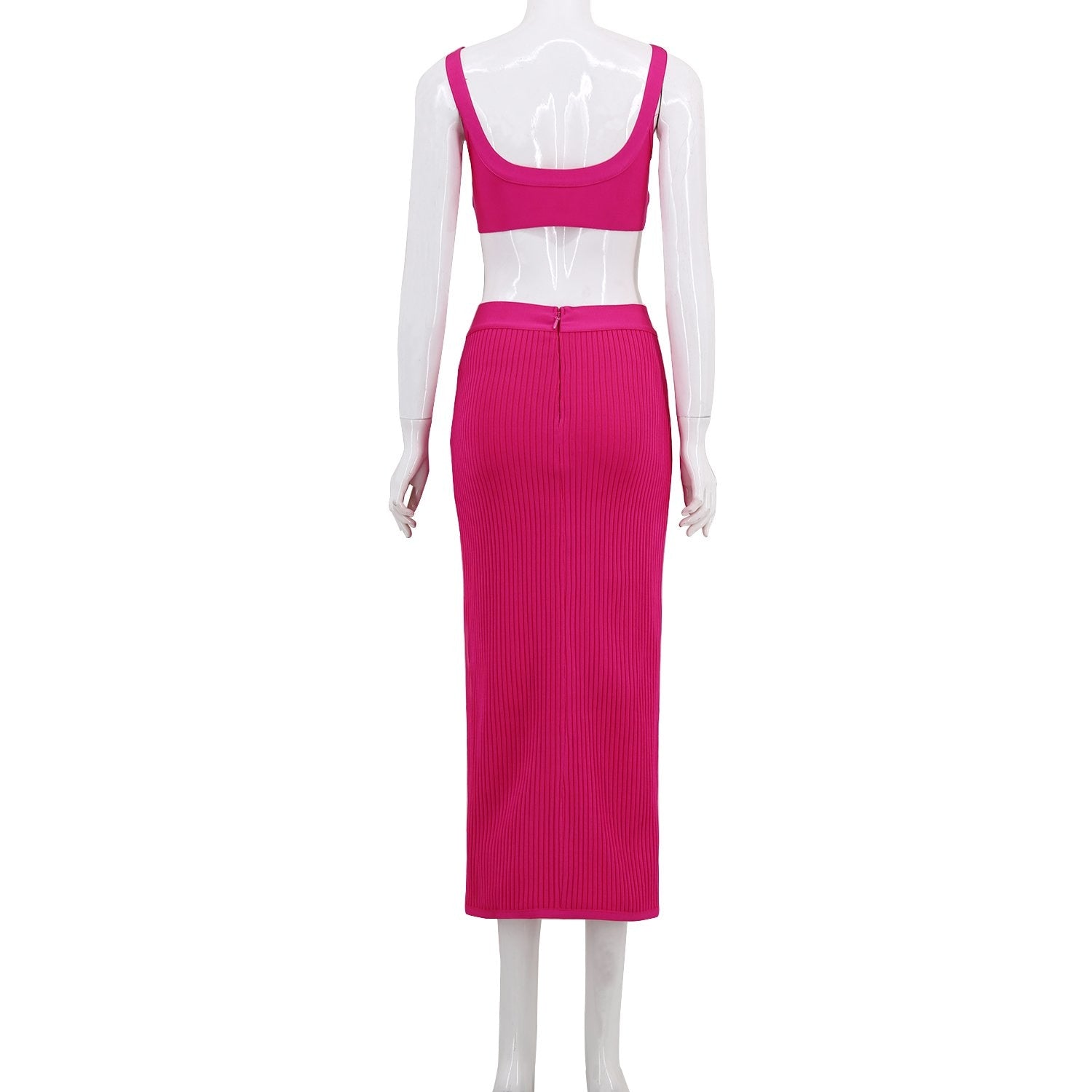 Winnal Women’s Sexy 2 Piece Outfits Strap Crop Top Skirt Set Bodycon Mini Dress